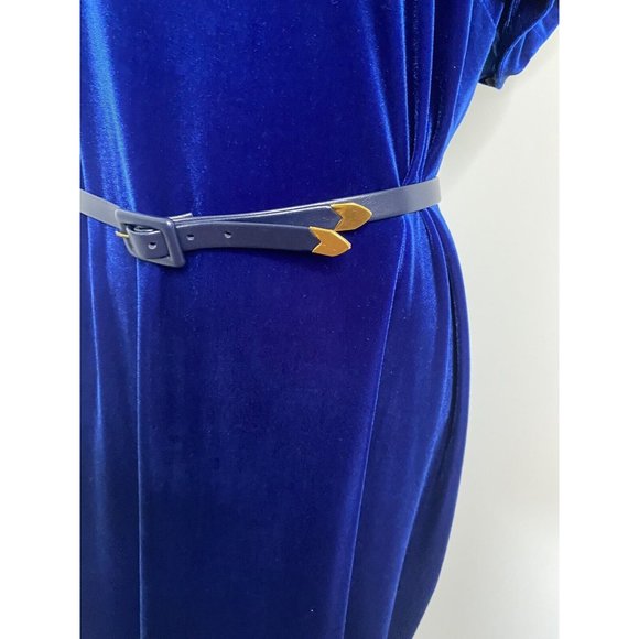 Womens Double Strands Belt Skinny Navy Blue Gold Tone Accent 29\
